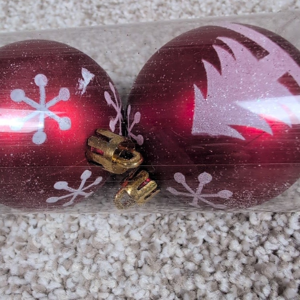 Christmas House Ornaments Decorations Red Glitter Tree Snowflake 5pc Set - Picture 4 of 6